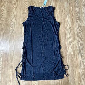 Dressfo Tank Shirt with Side Tie Cut Outs Gray 2XL
